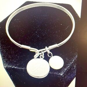 Silver tone …(F) Charm and M.O.P. Charm 7. 3/4, Bracelet
